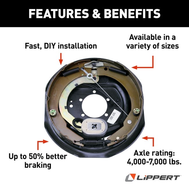 Lippert, 12" X 2" Left Side Electric Self Adjusting Brake Assembly, 7.0K