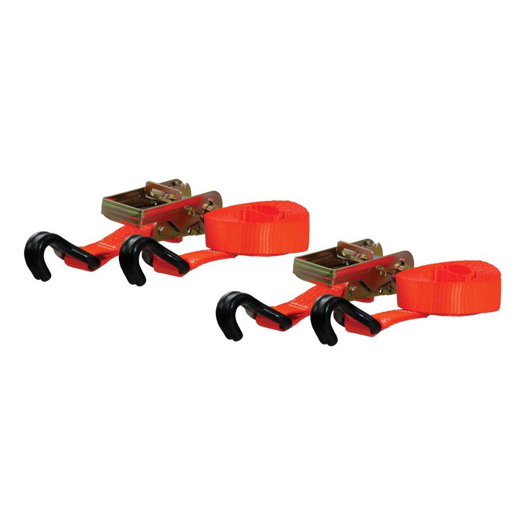 Curt, 16' Orange Cargo Straps w/J-Hooks (1,100lbs) 2-Pack