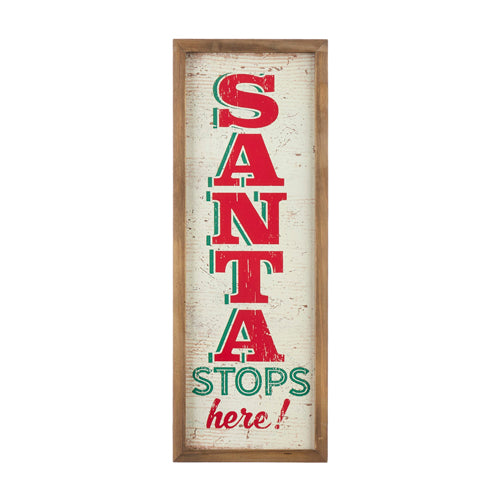 Raz Imports, 24.75" Santa Stops Here Wood Framed Wall Art