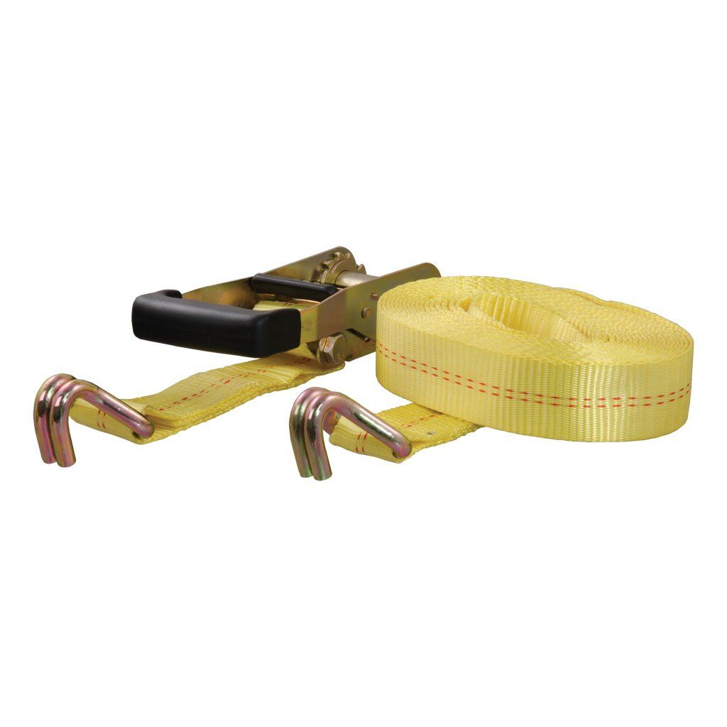 Curt, 27' Yellow Cargo Strap w/J-Hooks (3,333lbs)