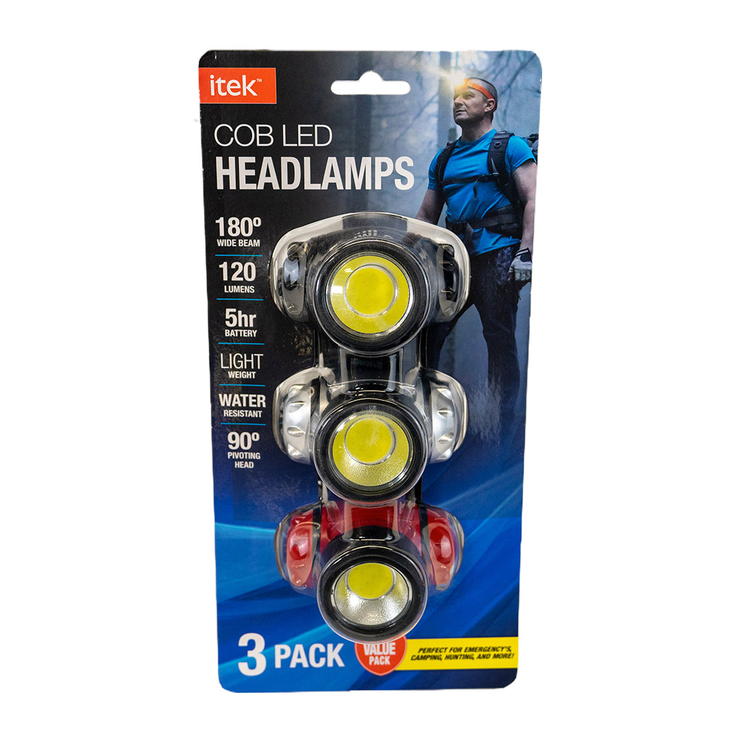 iTek, 3 Pack COB LED Headlamp