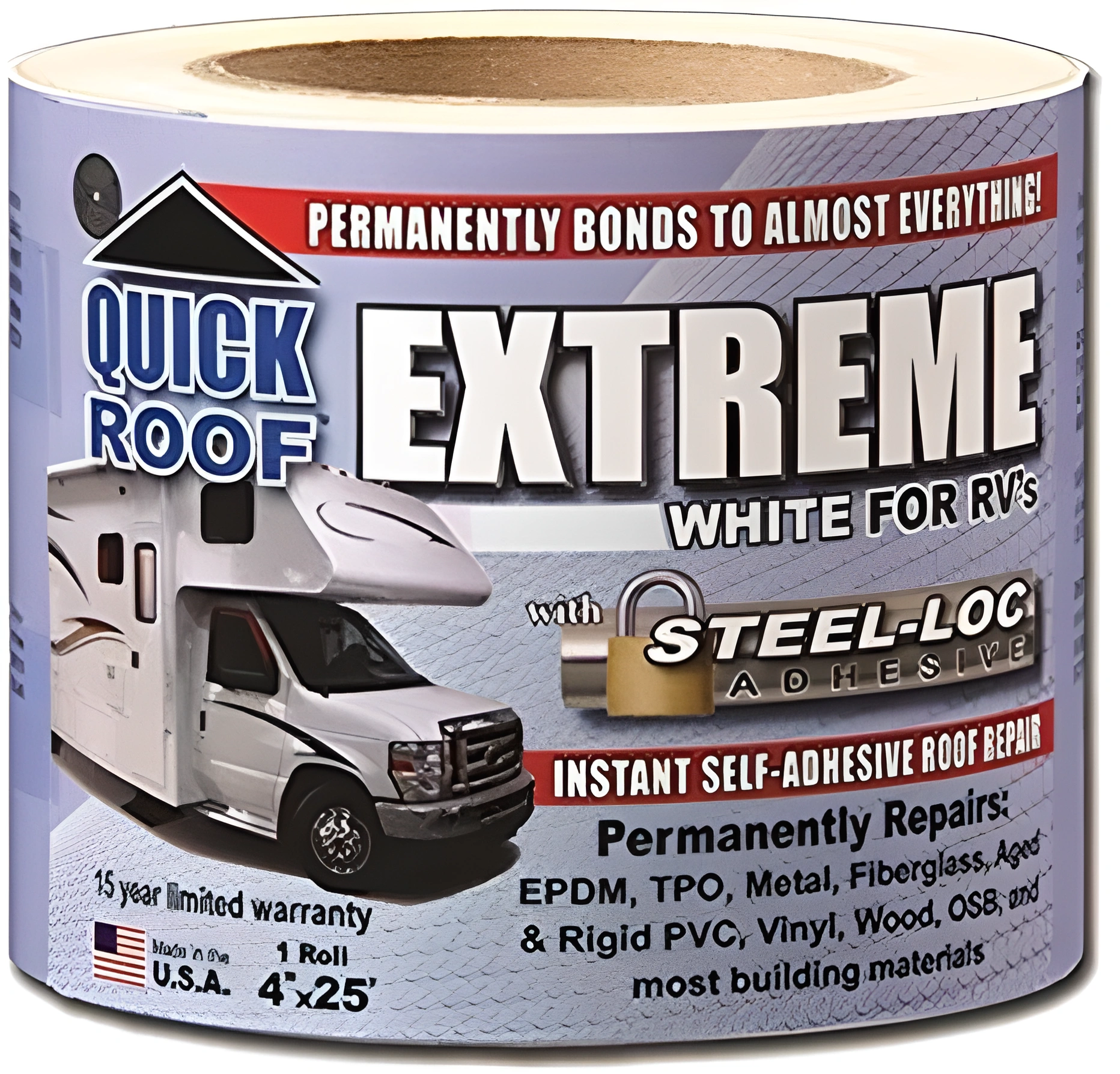 CoFair Products, 4"x25' Quick Roof Extreme Repair Tape - White