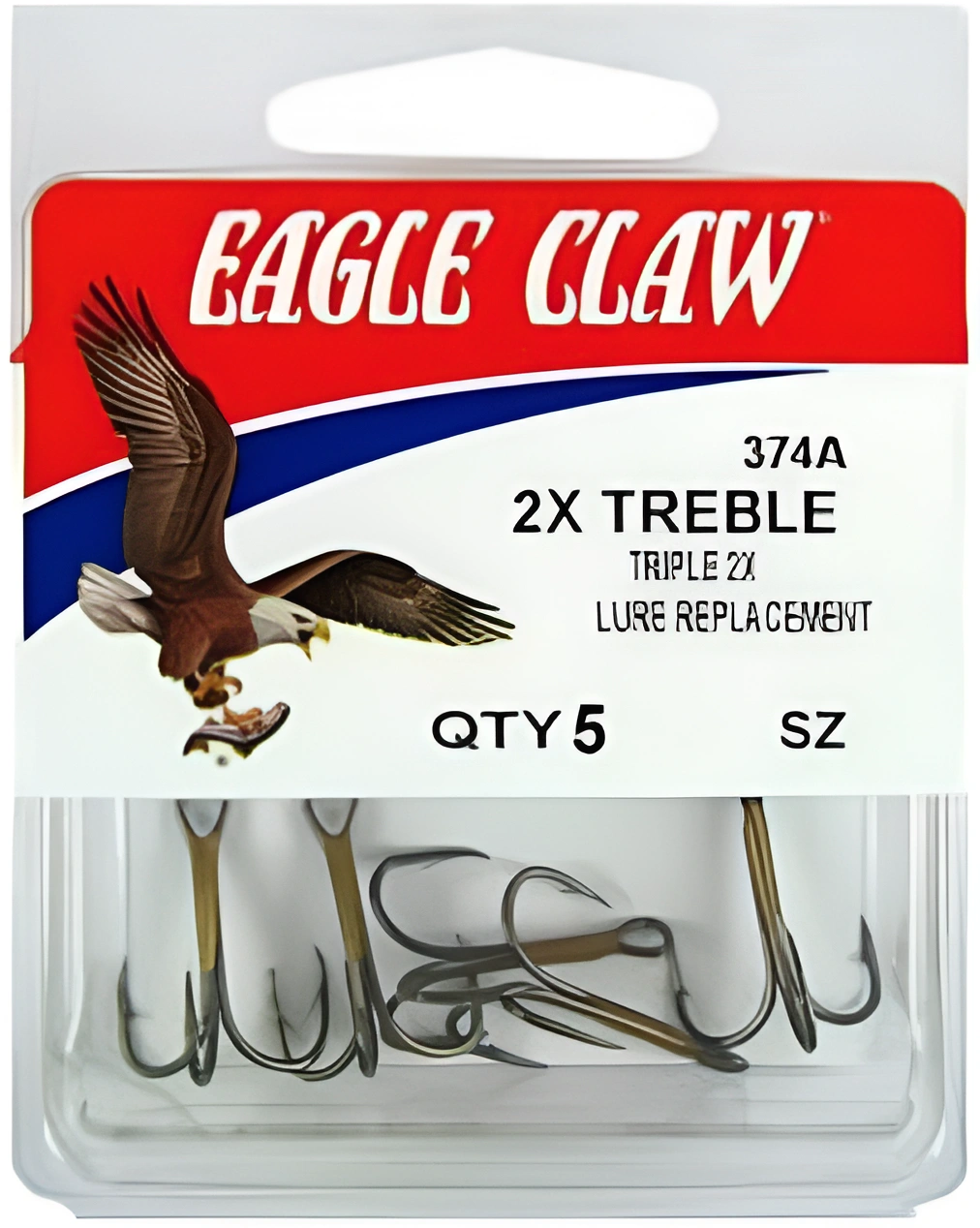 Eagle Claw, #6 2X Treble Hook 5-Pack