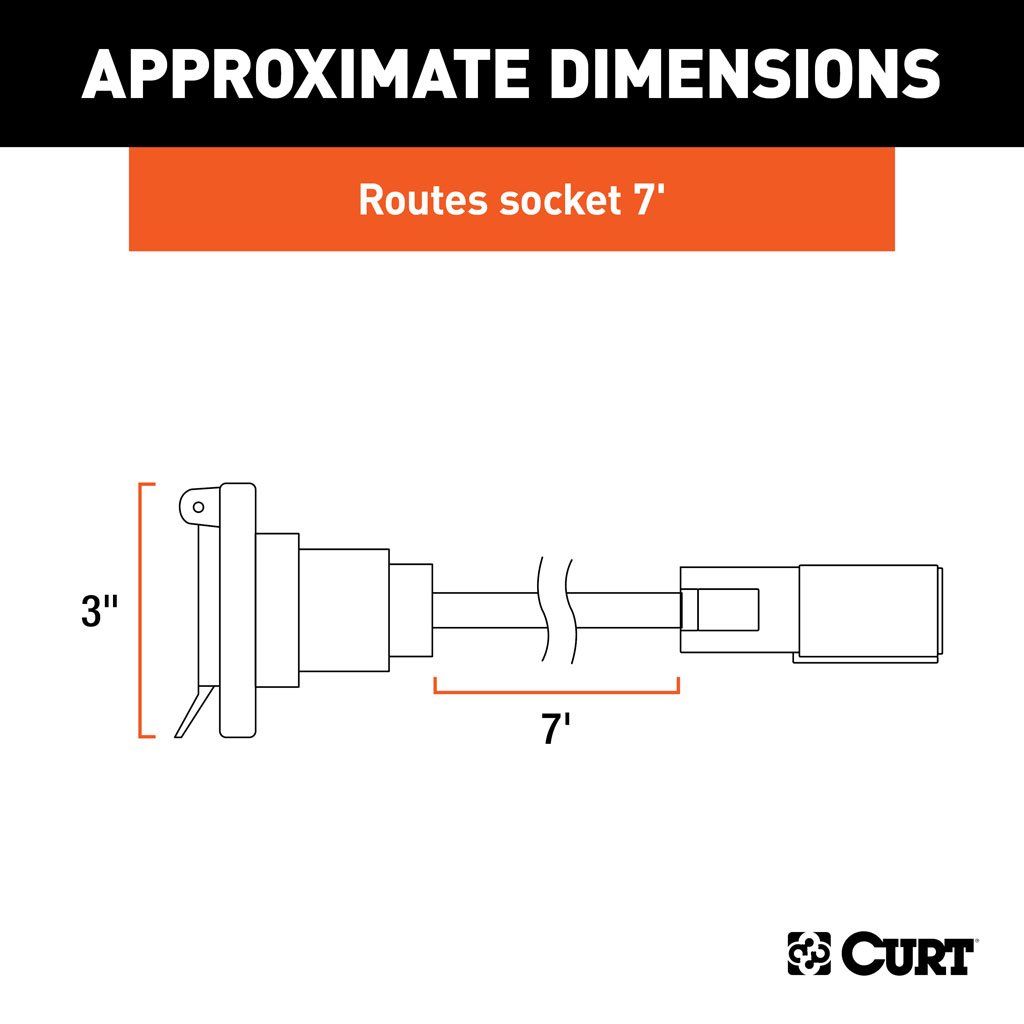 Curt, 7' 7-Way RV Blade Extension Harness (Routes To Truck Bed)