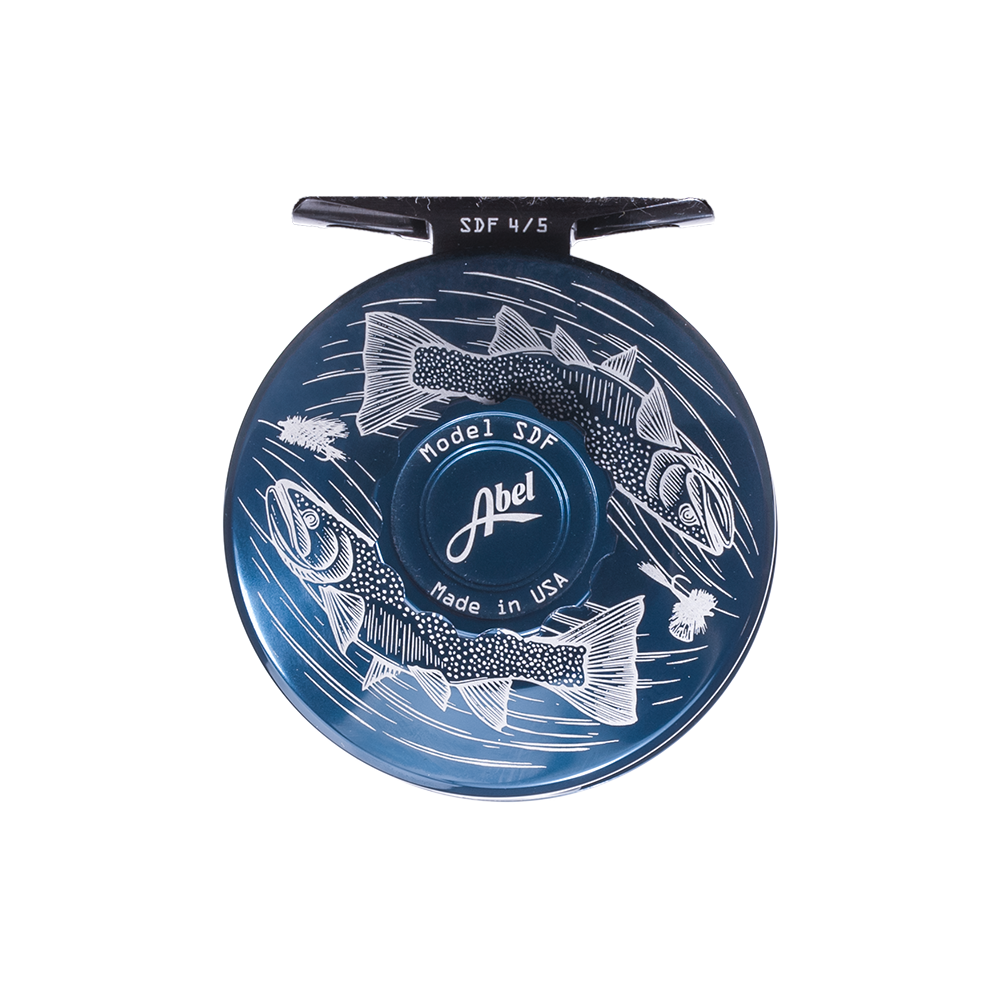 Abel Reels, Abel SDF Fly Reel - Custom 4/5 Wandering Blue Lines Trout - Deep Blue