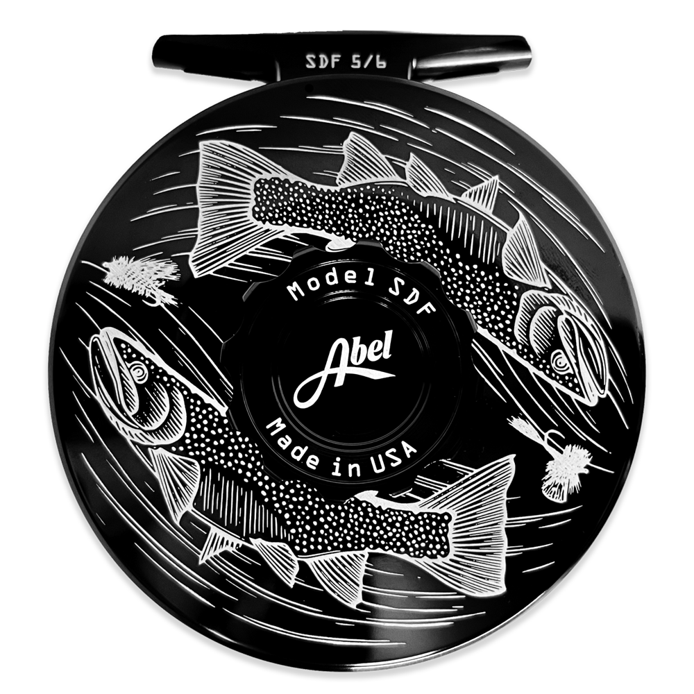 Abel Reels, Abel SDF Fly Reel - Custom 5/6 Wandering Blue Lines Trout - Black