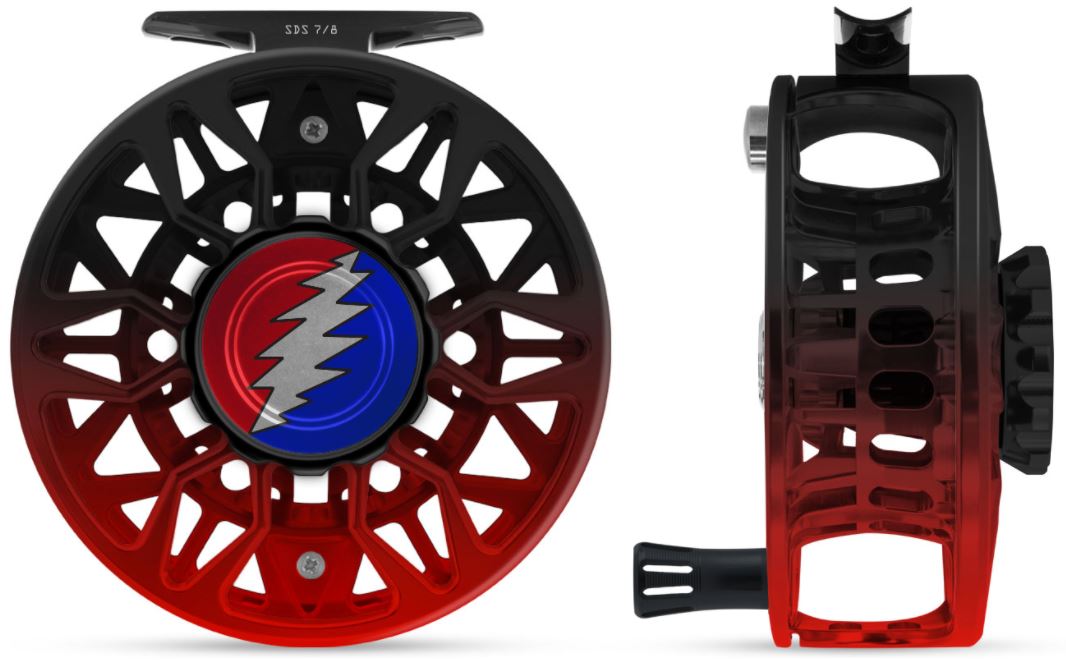 Abel Reels, Abel Sealed Drag Salt (SDS) Fly Reel - Custom 7/8 Black/Red Fade Grateful Dead Bolt