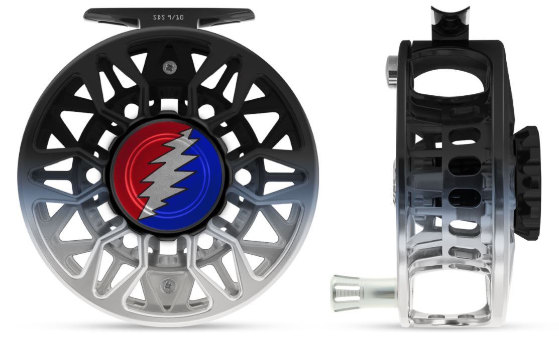 Abel Reels, Abel Sealed Drag Salt (SDS) Fly Reel - Custom 9/10 Black/Platinum Fade Grateful Dead Bolt