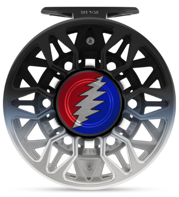 Abel Reels, Abel Sealed Drag Salt (SDS) Fly Reel - Custom 9/10 Black/Platinum Fade Grateful Dead Bolt