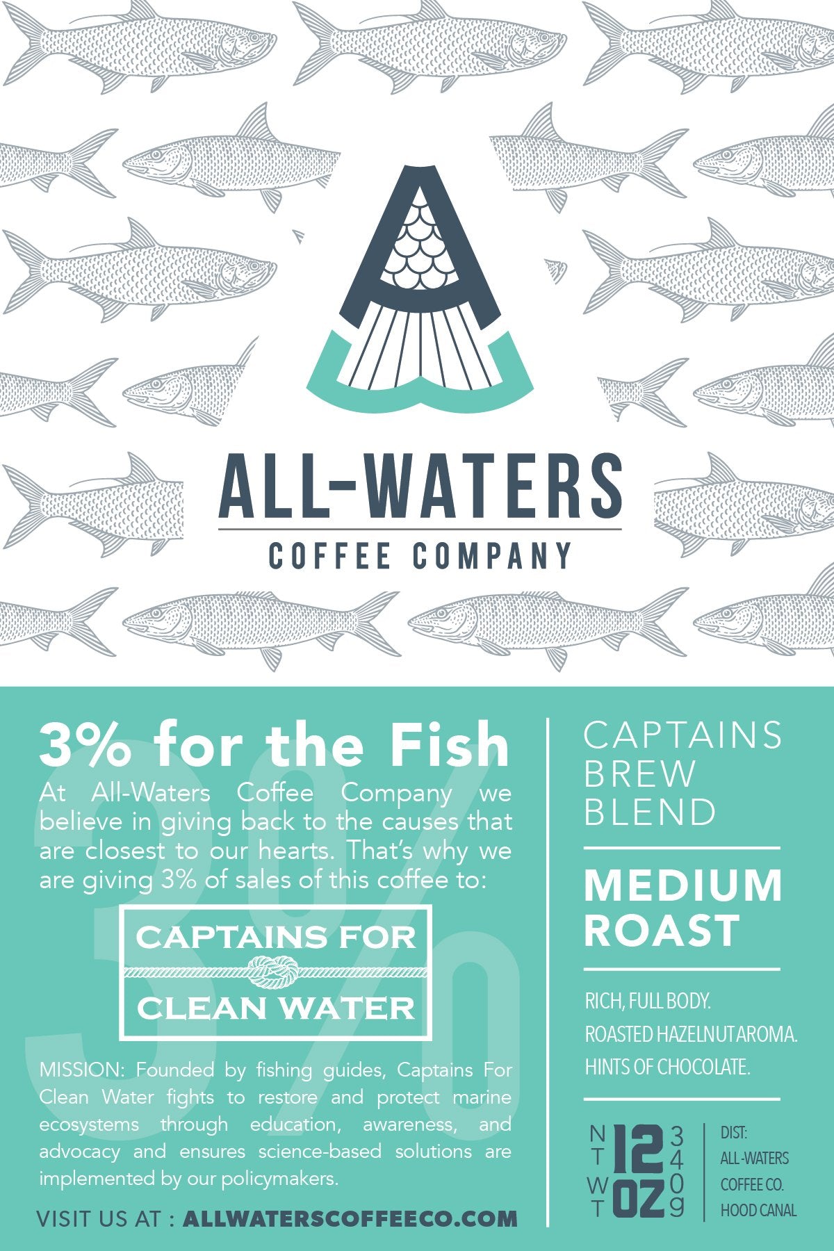 All-Waters Coffee, All-Waters Coffee Captains Blend 12oz