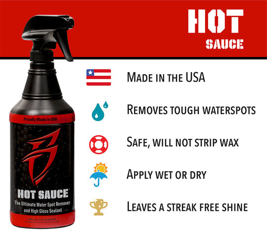 Land 'N' Sea, Boat Bling Hot Sauce Ultimate Hard Water Spot Remover with High Gloss Wax Sealant, 32oz