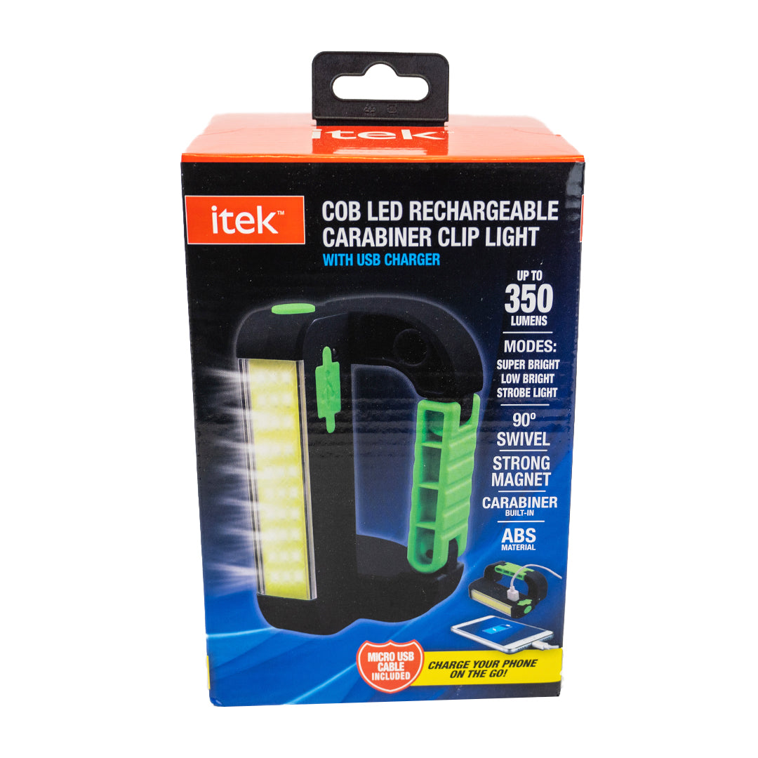 iTek, COB LED Rechargeable Carabiner Clip Light