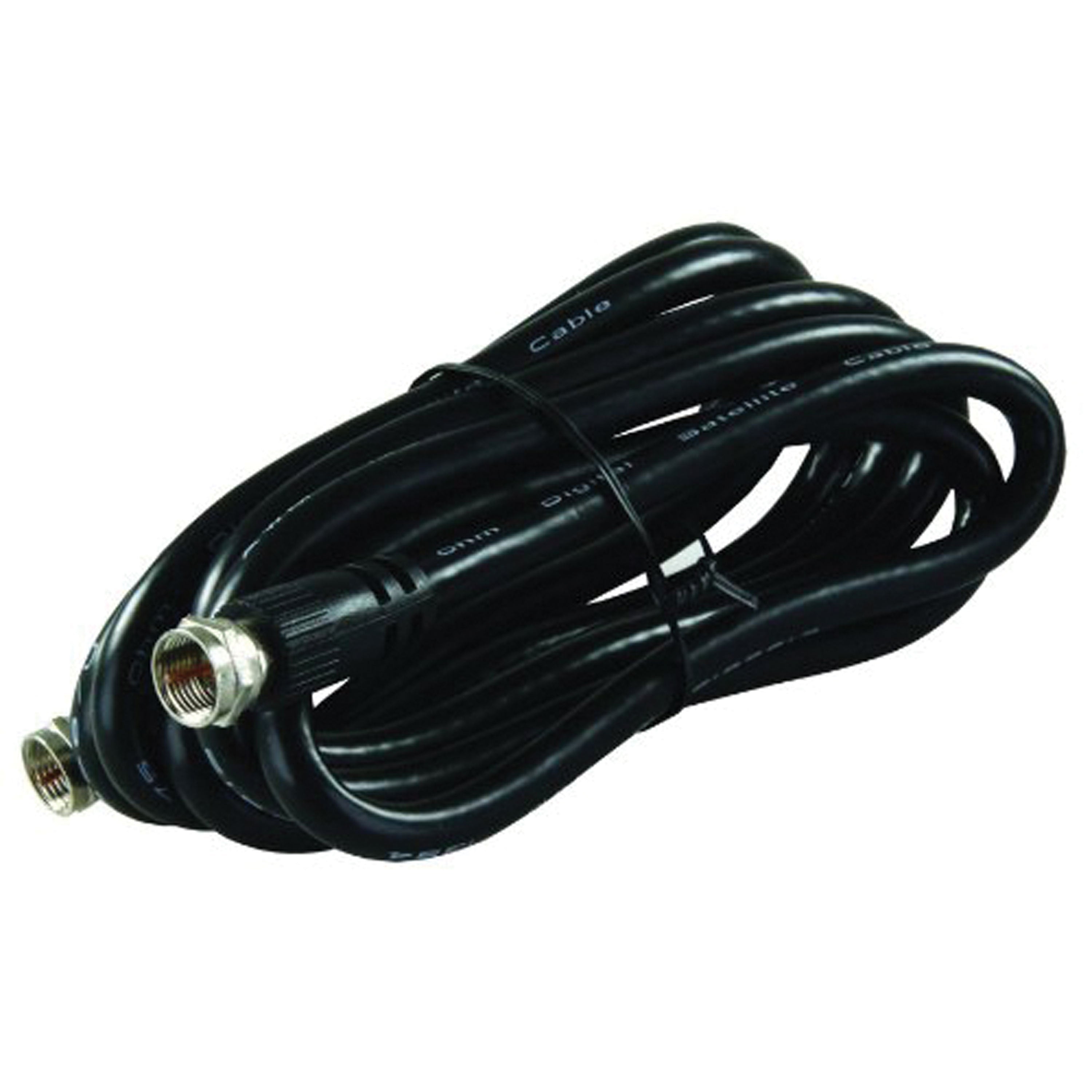 JR Products, Coaxial Cable RG6 With Threaded Connections 6 Foot Length Black 47425