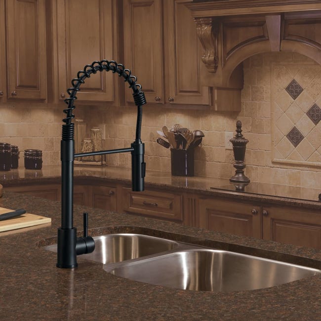 Lippert, Coiled Spring Faucet, Single Hole - Black Matte