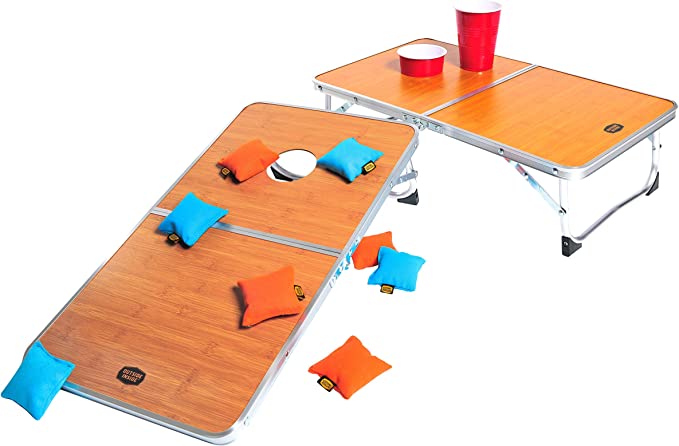 GSI, Compact Convertible Dual Purpose Tables and Cornhole Set for Camping