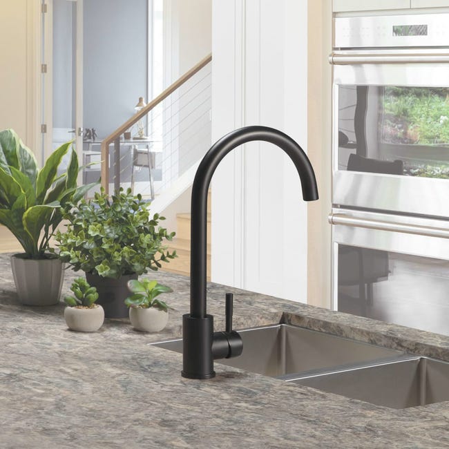 Lippert, Curved Gooseneck Faucet, Single Hole - Black Matte