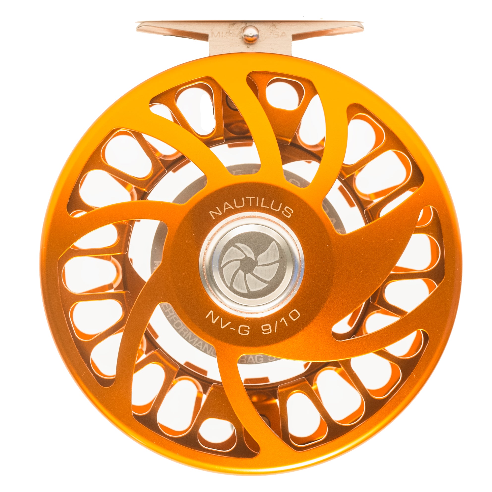 Nautilus Fly Reels, Custom Nautilus NV-G 9/10 Orange/Silver Fly Reel