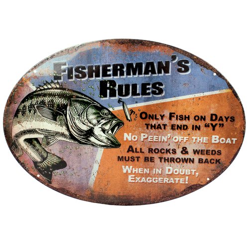 Bishop Distributing Inc., Fisherman Rules Tin Sign