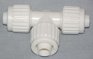 Elkhart Supply, Fresh Water Fitting; Flair-It ™; PEX Coupler; 1/2 Inch PEX x 1/2 Inch PEX x 1/2 Inch PEX; Tee; Plastic; White