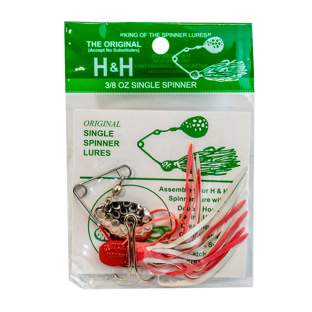 Bishop Distributing Inc., H&H Original Single Spinner Lure, Red & White, 3/8oz