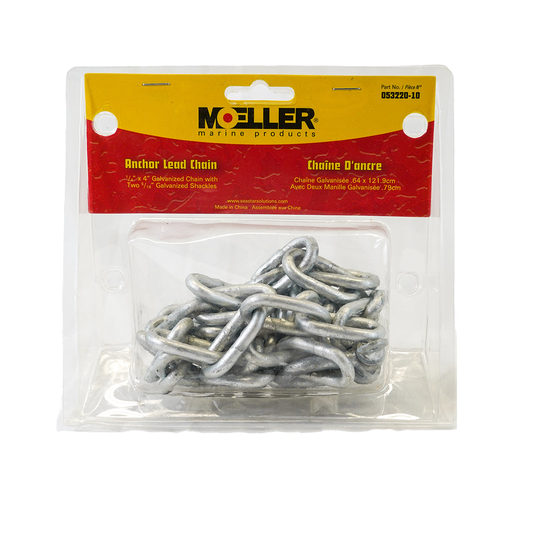 Moeller Marine Products, MOELLER ANCHOR LEAD CHAIN GALV 1/4 X 4 In