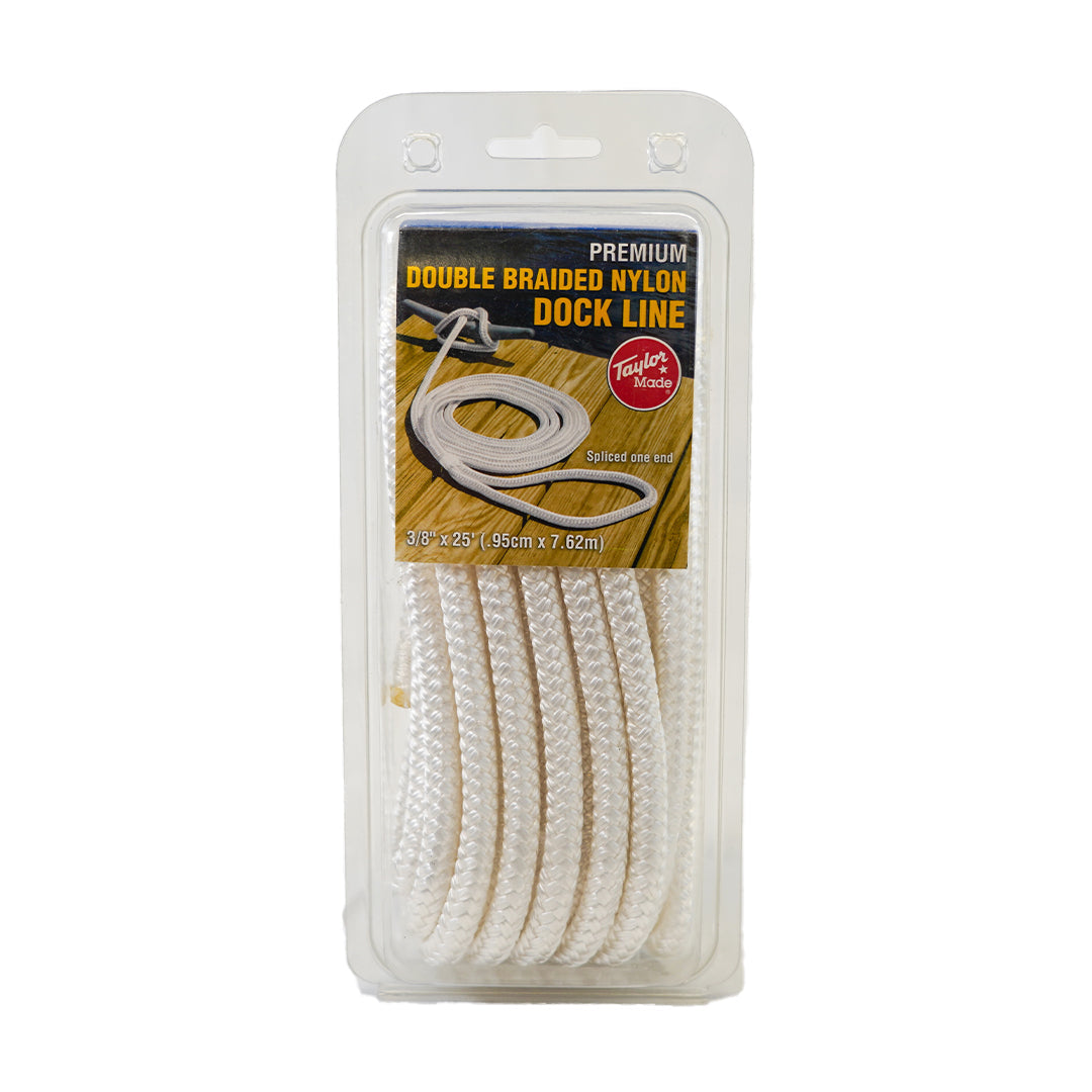 Taylor Made, Premium Double Braided Nylon Dock Line, 25', 3/8", White