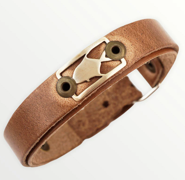 Sight Line Provisions, Sight Line Provisions Cuff Lost Cast Permit Skinny Brown Leather