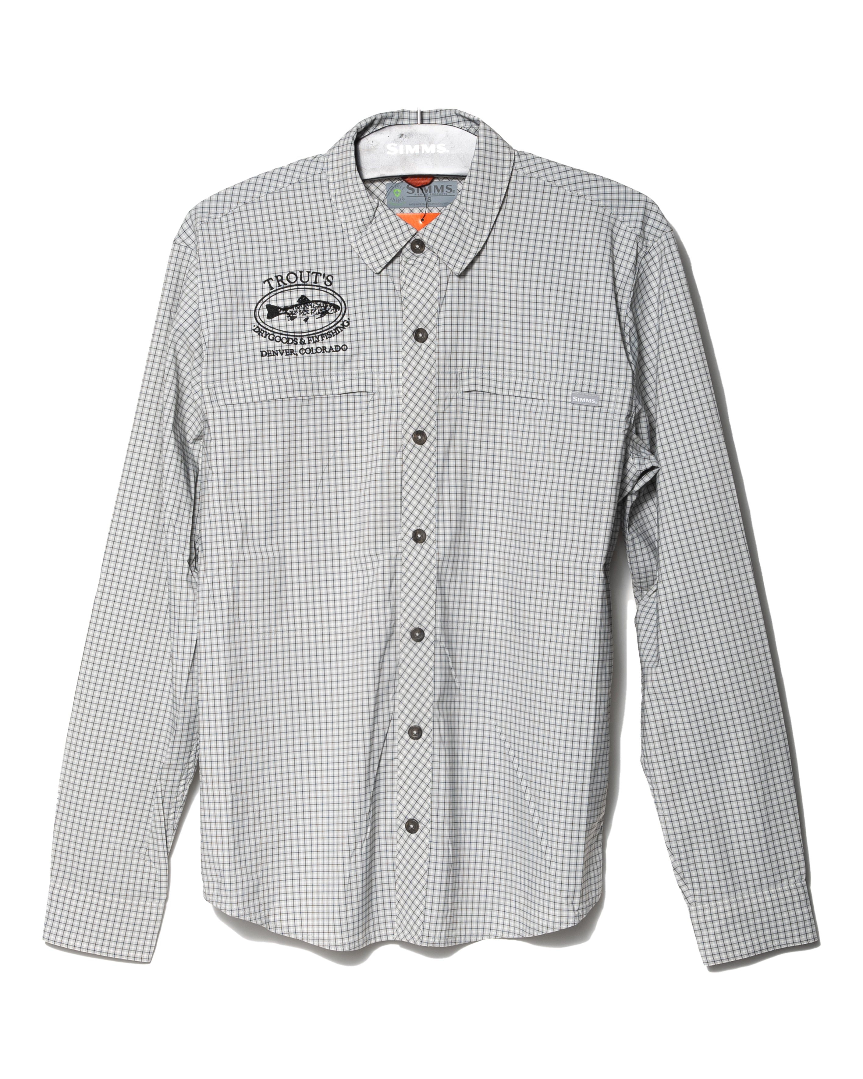 Simms Closeout & Logo, Trouts x Simms Bugstopper Shirt - Vintage Logo Sterling Morada Plaid