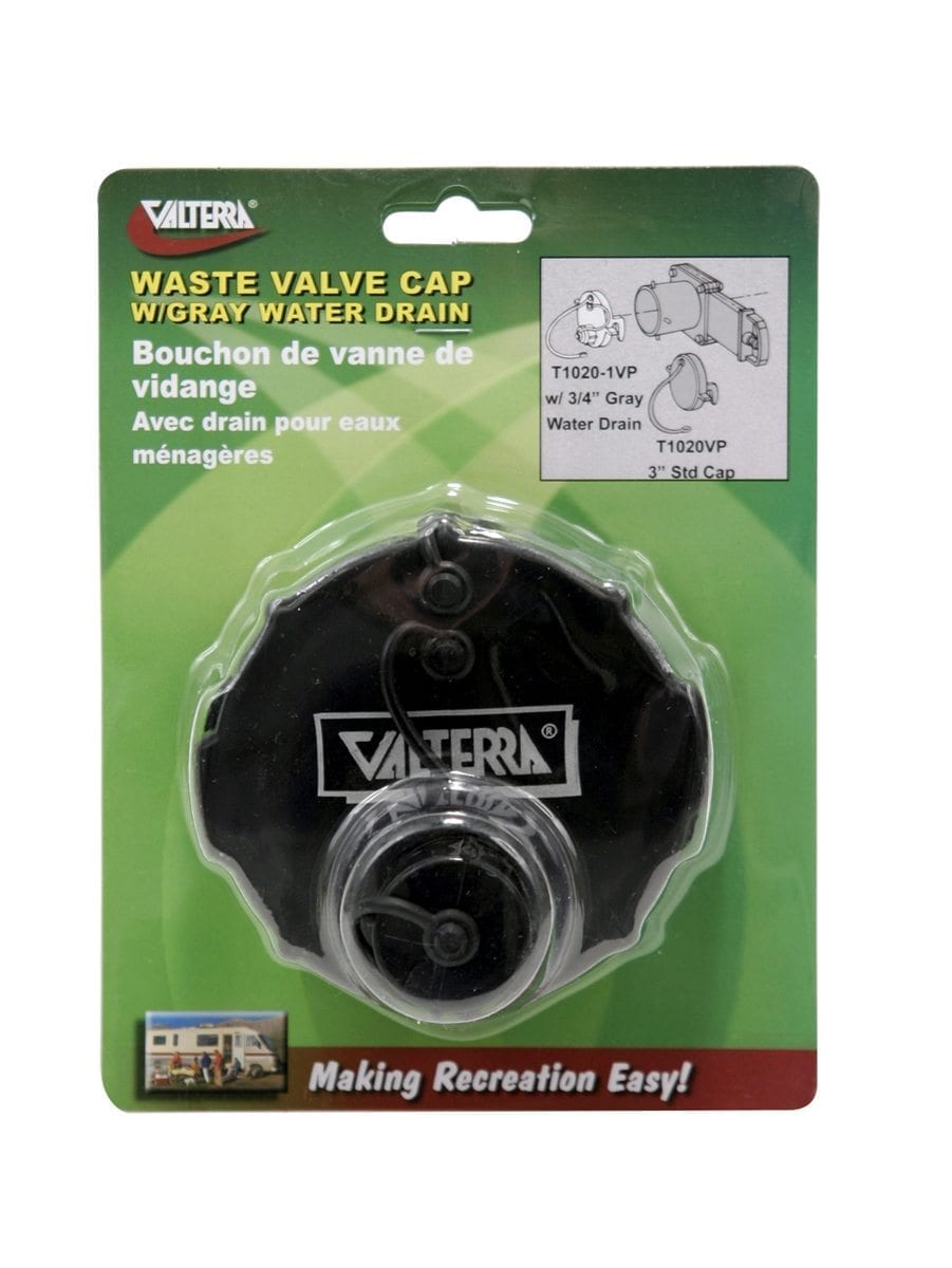 Valterra, Waste Valve Cap - 3" with Capped 3/4" GHT - Retail pack