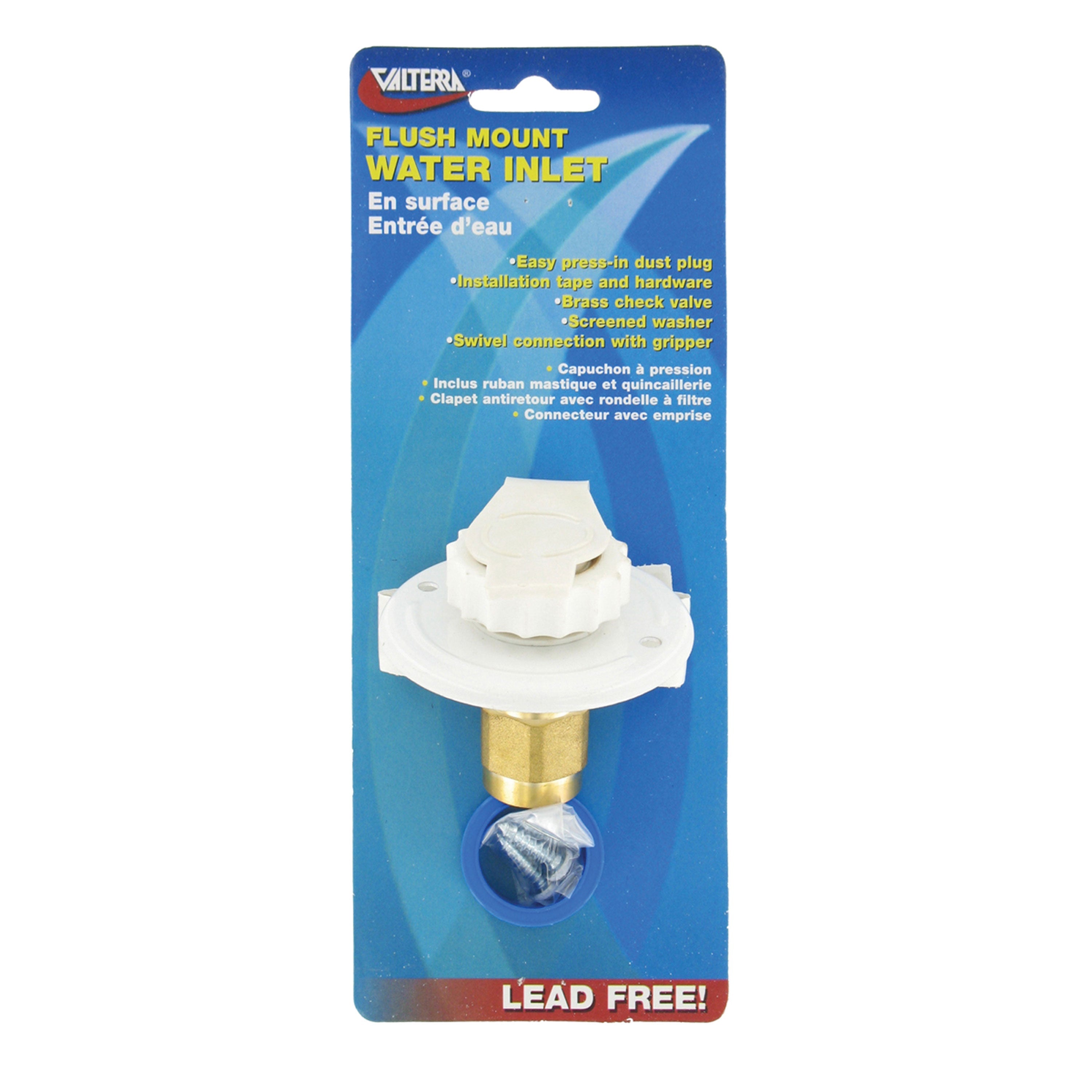 Valterra, White 2-3/4" Lead-Free Metal Water Inlet