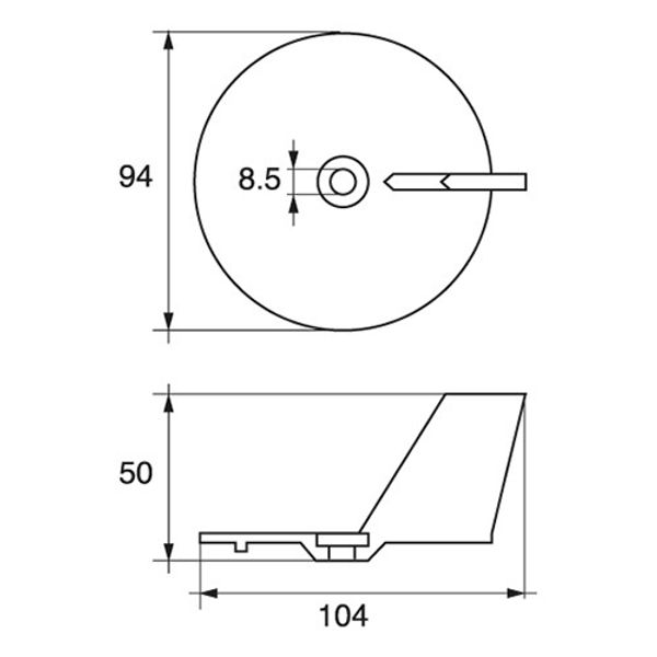 Performance Metals, Zinc Fin Anode Mariner 10-50hp/Yamaha 20-30hp/Volvo Fb